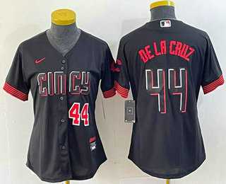 Women's Cincinnati Reds #44 Elly De La Cruz Number Black 2023 City Connect Cool Base Stitched Baseball Jersey,We sell and wholesale Women's Cincinnati Reds #44 Elly De La Cruz Number Black 2023 City Connect Cool Base Stitched Baseball Jersey on line form chian!